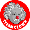 STEAM Clown's logo - Albert Einstein with a clasic clown nose