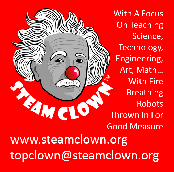 STEAM Clown's sticker - Albert Einstein with a classic clown nose